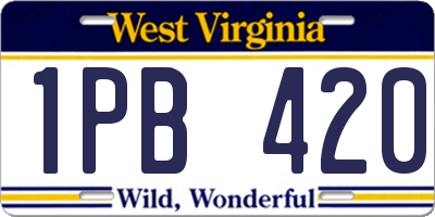 WV license plate 1PB420