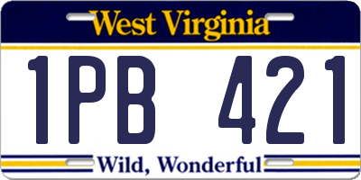 WV license plate 1PB421