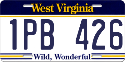 WV license plate 1PB426