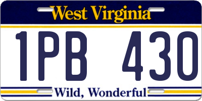 WV license plate 1PB430