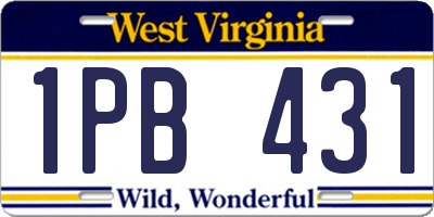 WV license plate 1PB431