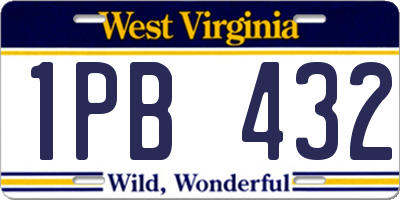 WV license plate 1PB432