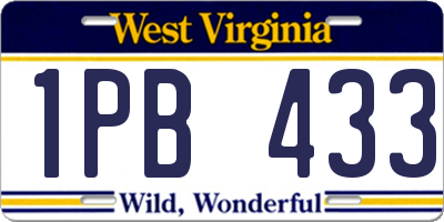 WV license plate 1PB433