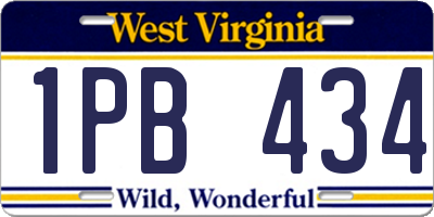 WV license plate 1PB434