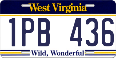 WV license plate 1PB436