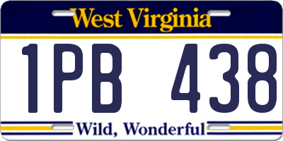 WV license plate 1PB438