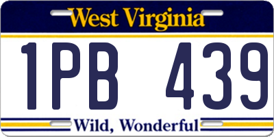 WV license plate 1PB439