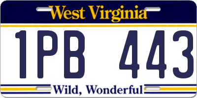 WV license plate 1PB443