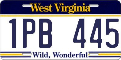 WV license plate 1PB445
