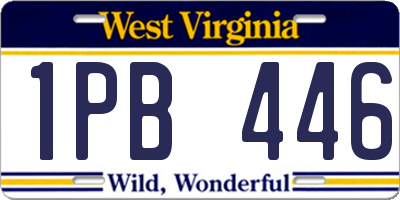 WV license plate 1PB446