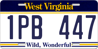 WV license plate 1PB447
