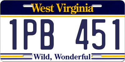 WV license plate 1PB451
