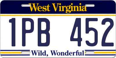 WV license plate 1PB452