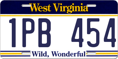WV license plate 1PB454