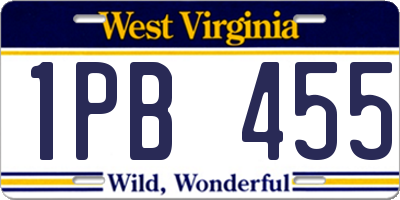 WV license plate 1PB455