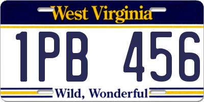 WV license plate 1PB456