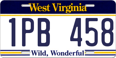 WV license plate 1PB458