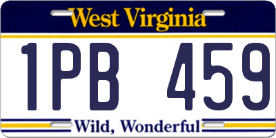 WV license plate 1PB459