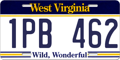 WV license plate 1PB462