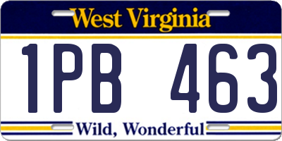 WV license plate 1PB463
