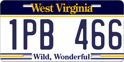 WV license plate 1PB466