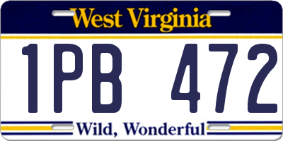WV license plate 1PB472