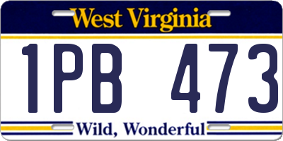 WV license plate 1PB473
