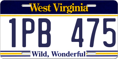 WV license plate 1PB475