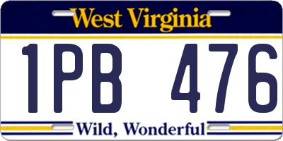 WV license plate 1PB476