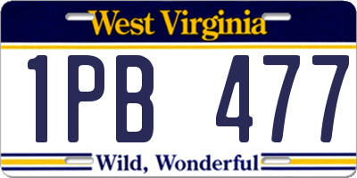 WV license plate 1PB477