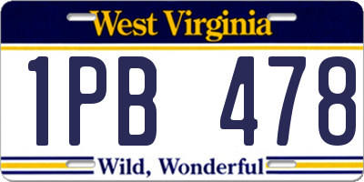 WV license plate 1PB478