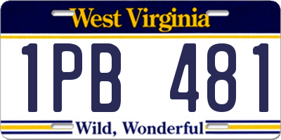 WV license plate 1PB481