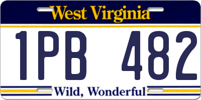 WV license plate 1PB482