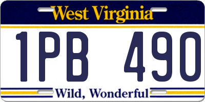 WV license plate 1PB490