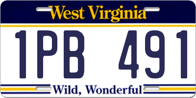 WV license plate 1PB491