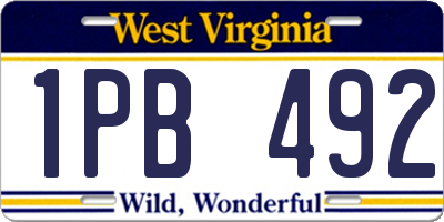 WV license plate 1PB492