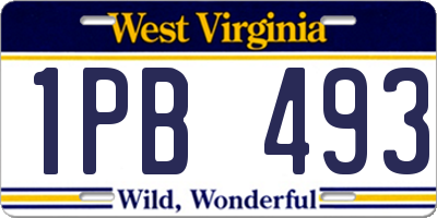 WV license plate 1PB493