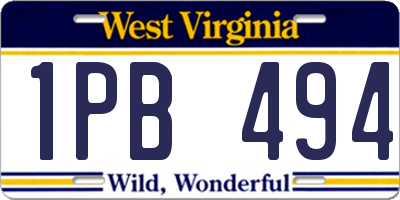 WV license plate 1PB494