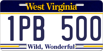 WV license plate 1PB500