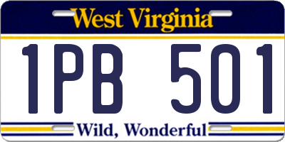 WV license plate 1PB501