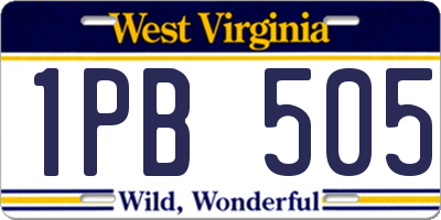 WV license plate 1PB505