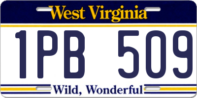 WV license plate 1PB509