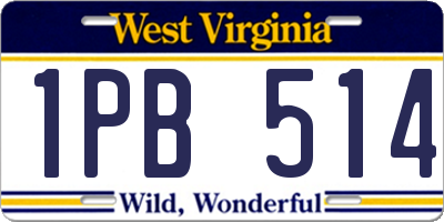 WV license plate 1PB514