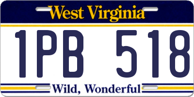 WV license plate 1PB518