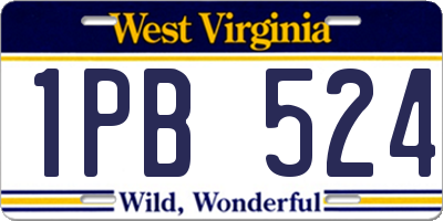WV license plate 1PB524