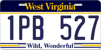 WV license plate 1PB527