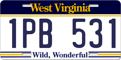 WV license plate 1PB531
