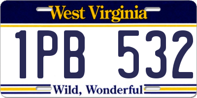 WV license plate 1PB532