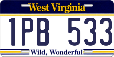 WV license plate 1PB533