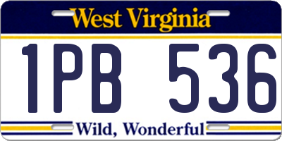 WV license plate 1PB536